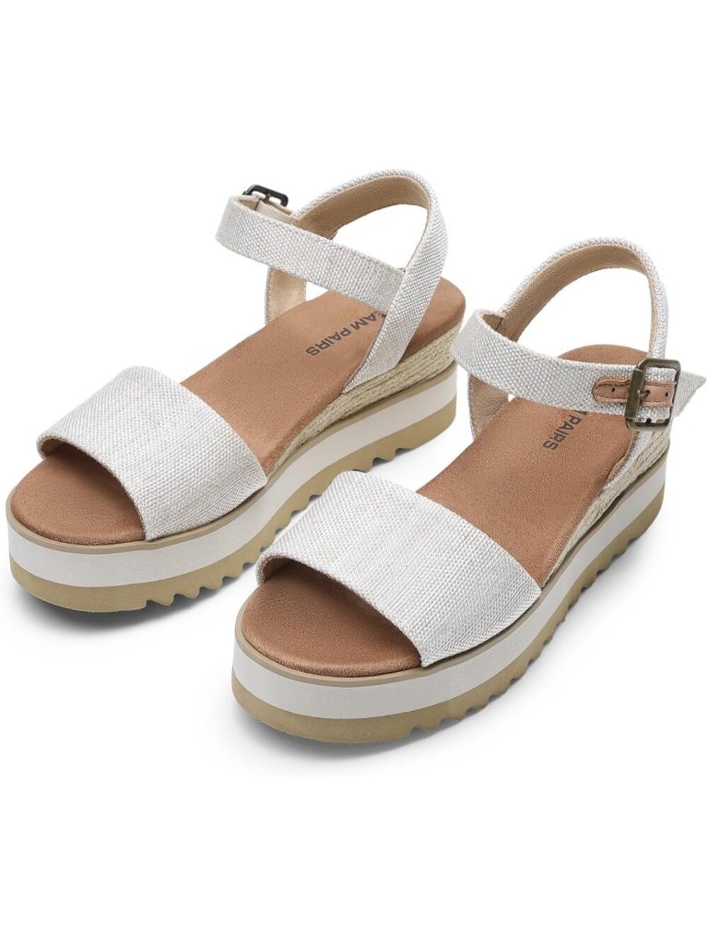 Women's Platform Wedge Sandals Ankle Strap Canvas Open Toe Summer Dressy Shoes - Picture 6 of 6